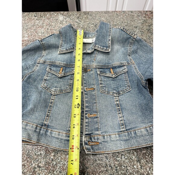 Y2K Denim Jacket Women’s Fitted Stretch Jean Jacket 2000s Vintage M Made in usa - Picture 4 of 8